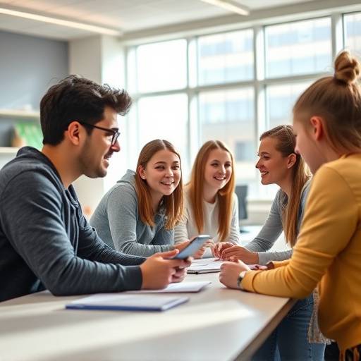 Group of students collaborating on a project
