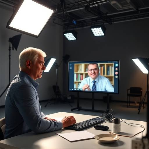 Instructor giving an online lecture